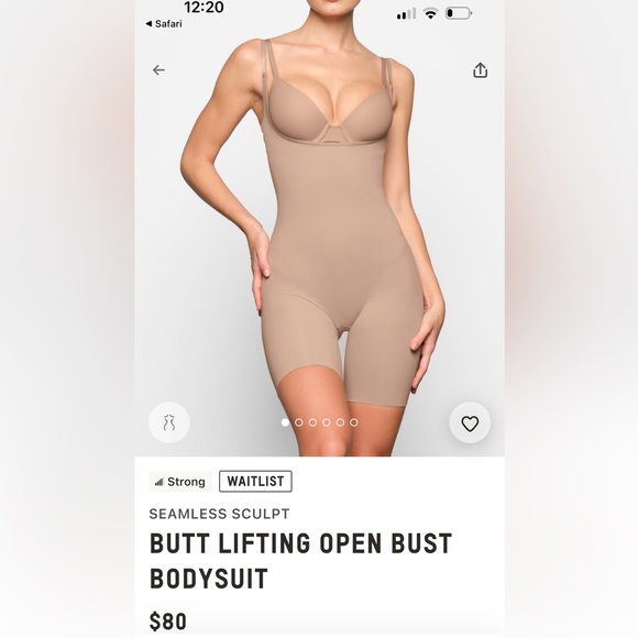 SKIMS NWOT Butt Lifting Open Bust Sculpt Shortie - Clay